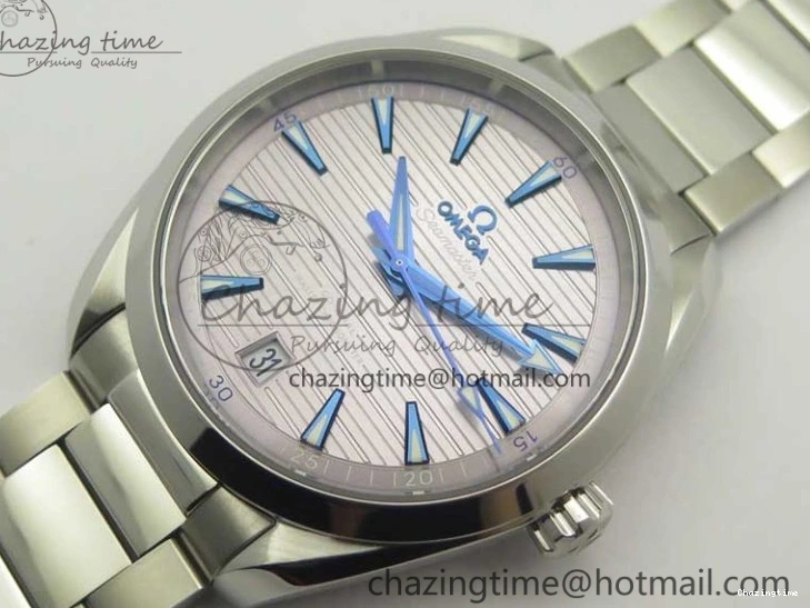 0223 Aqua Terra 150M Master Chronometers VSF 1:1 Best Edition Gray Dial Blue Hand on SS Bracelet A8900 Super Clone Trendsetting 8006